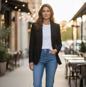 Gap sz 10 black lined cotton blend blazer